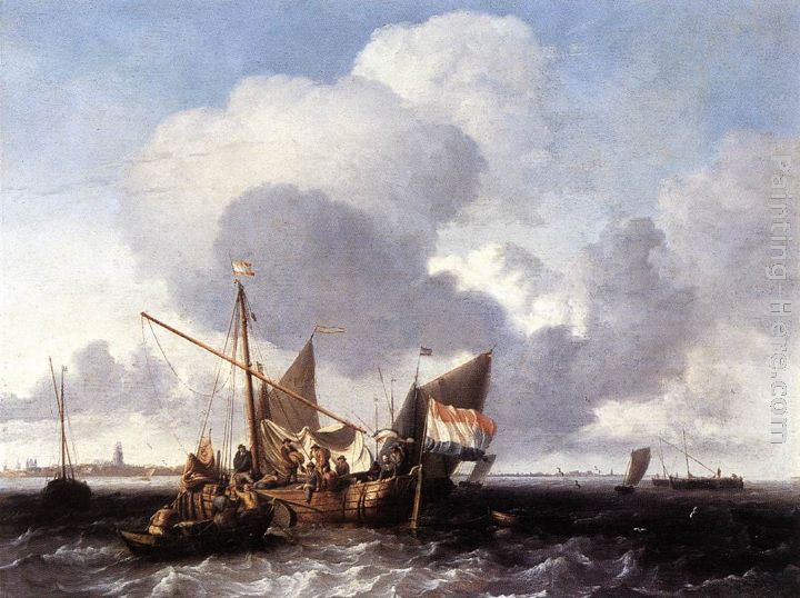 Ships on the Zuiderzee before the Fort of Naarden painting - Ludolf Backhuysen Ships on the Zuiderzee before the Fort of Naarden art painting